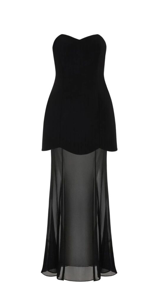 Velma Black Dress with Shiffon Skirt