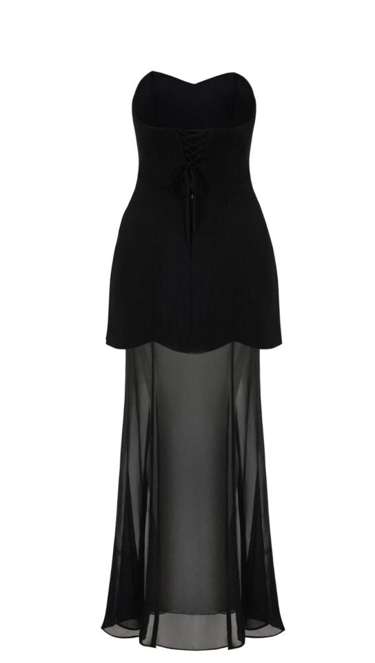 Velma Black Dress with Shiffon Skirt