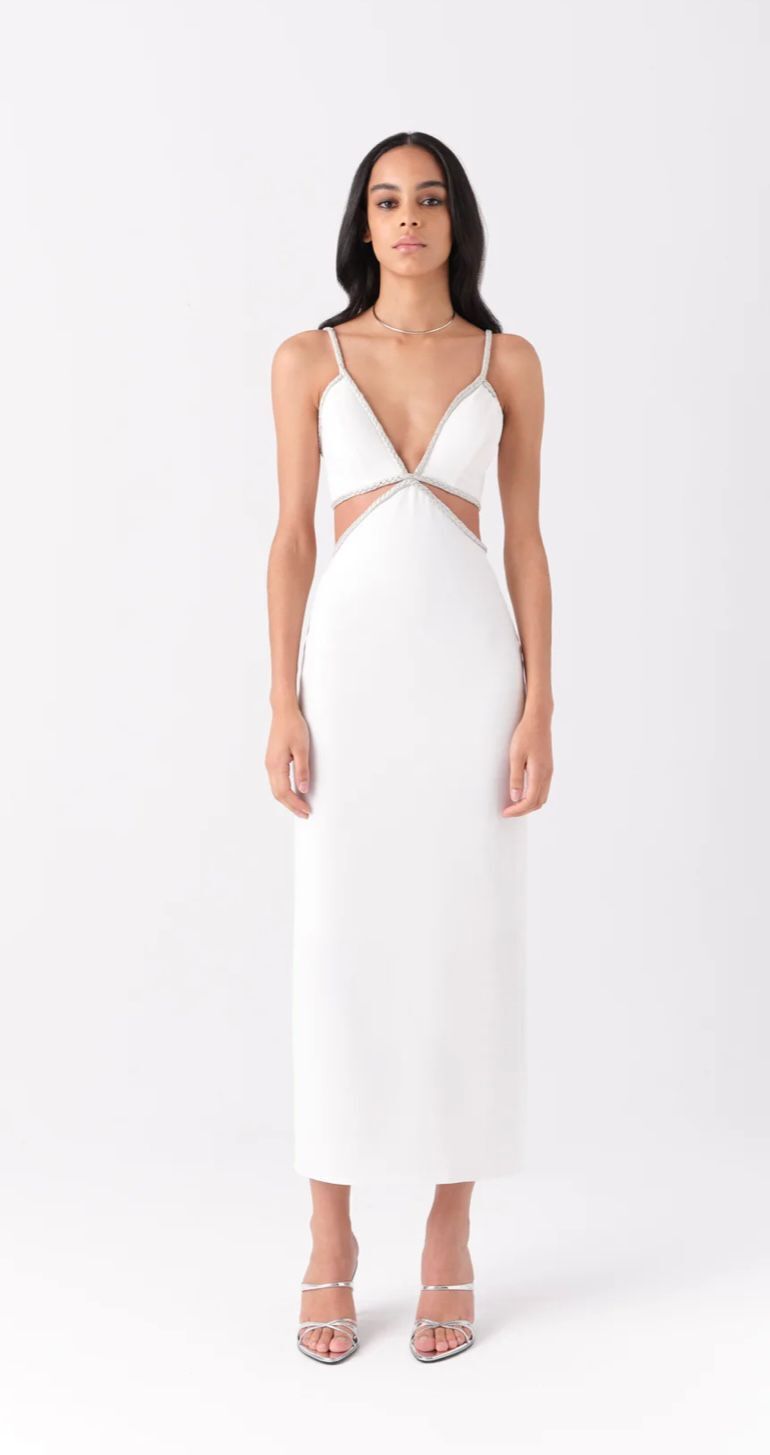 Luna Midi Dress in White