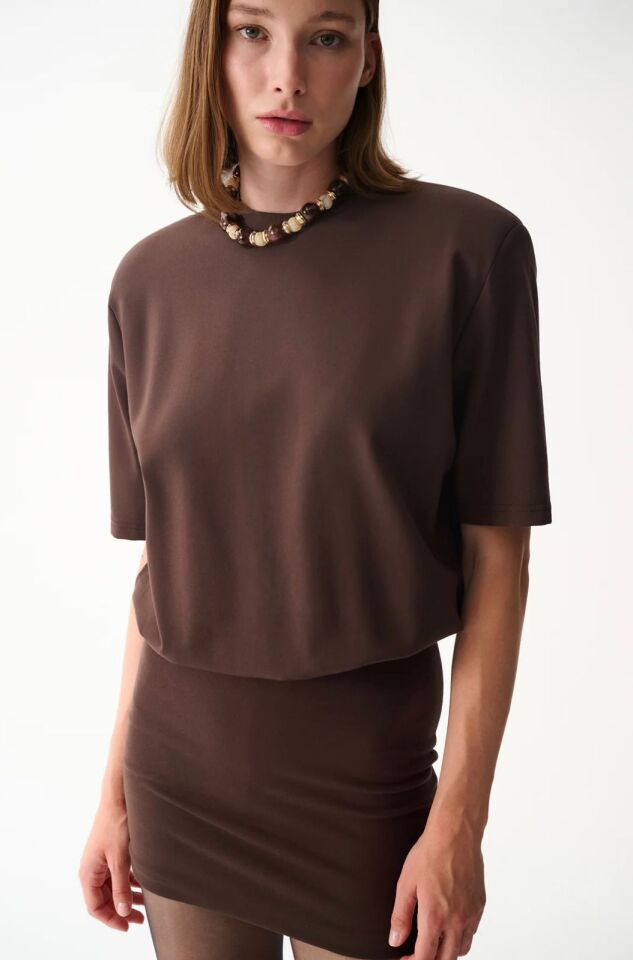 Miu T-Shirt Elbise / Kahverengi