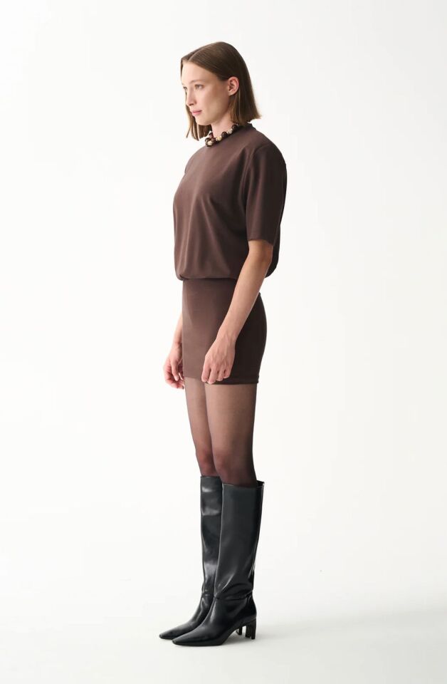 Miu T-Shirt Elbise / Kahverengi