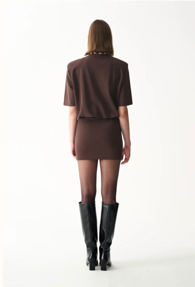Miu T-Shirt Elbise / Kahverengi