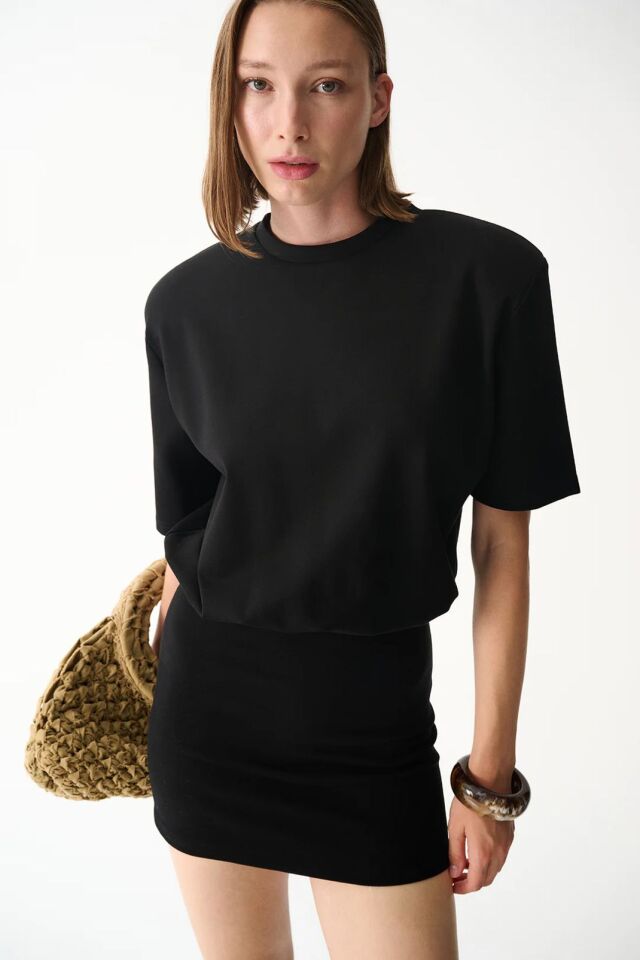 Miu T-Shirt Elbise / Siyah