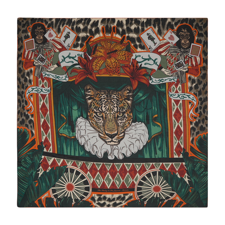 Maymun ve Leopar / Turuncu ve Yeşil / 90x90
