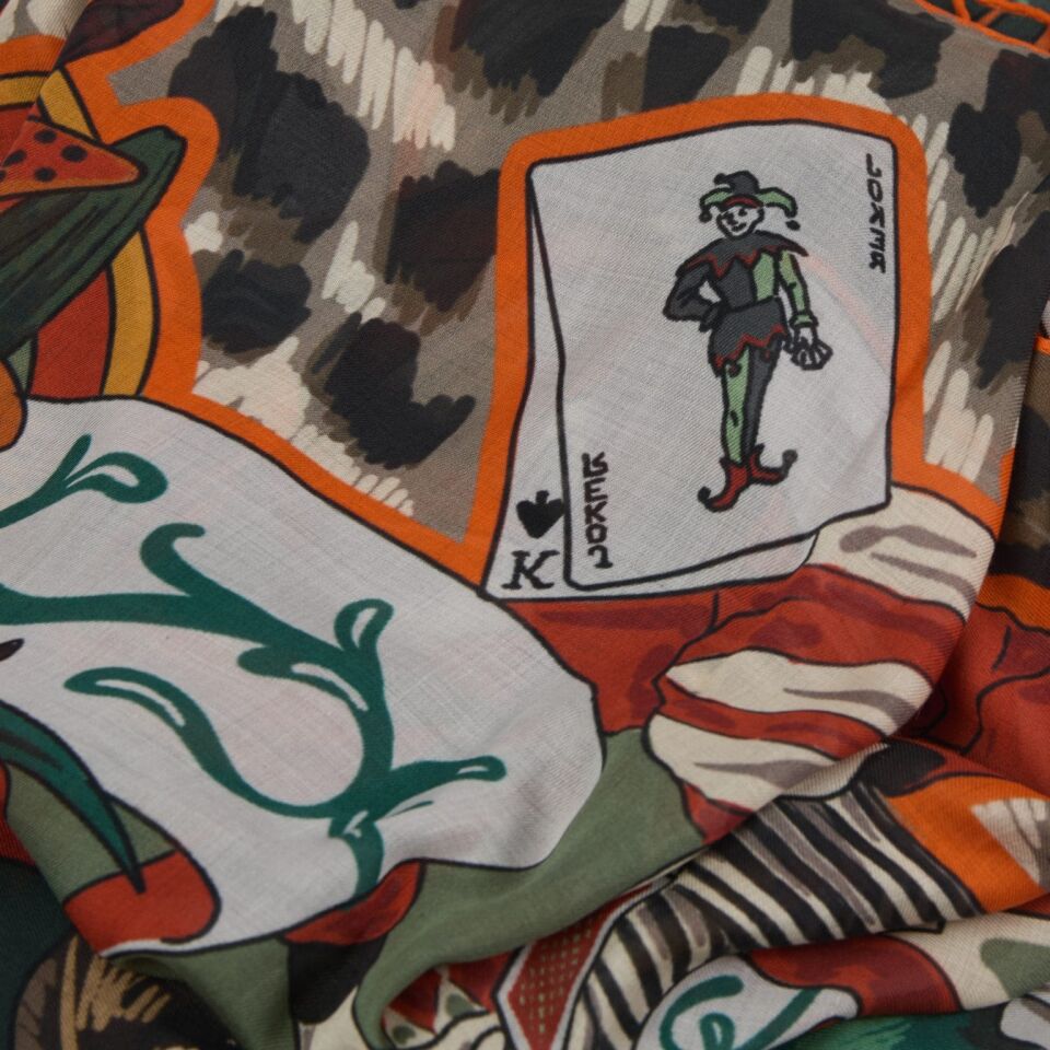 Maymun ve Leopar / Turuncu ve Yeşil / 90x90