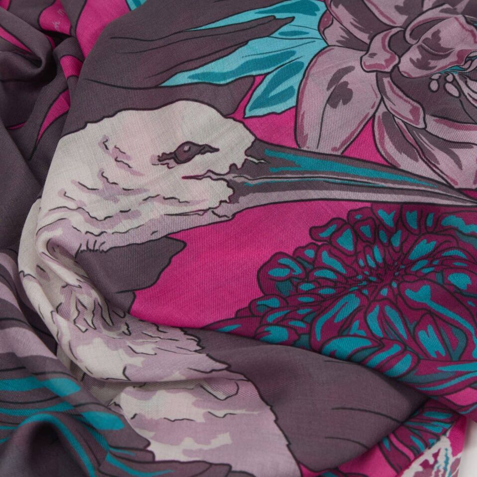 Tilki ve Leylek / Fuşya / 90x90