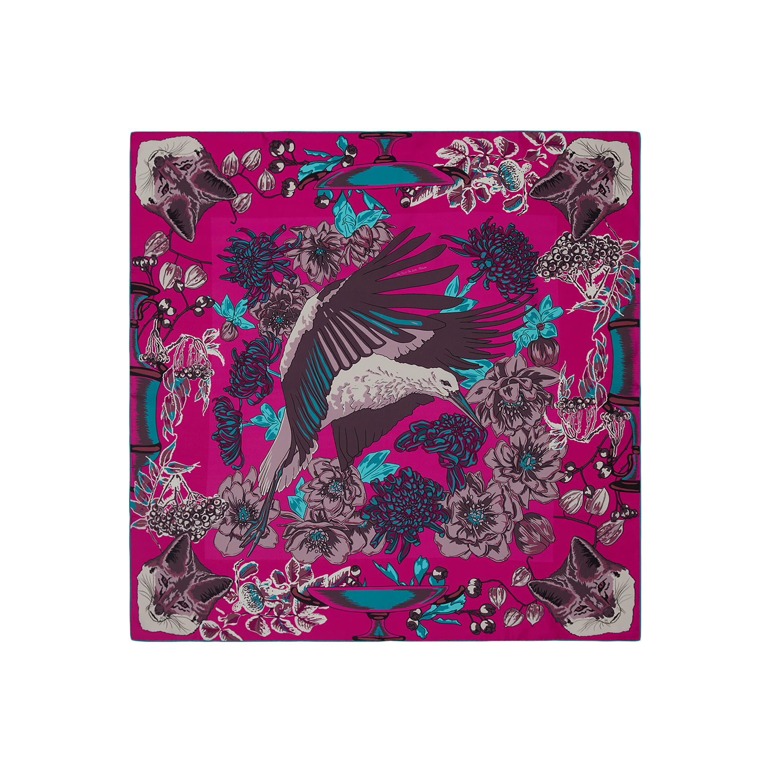 Tilki ve Leylek / Fuşya / 140x140