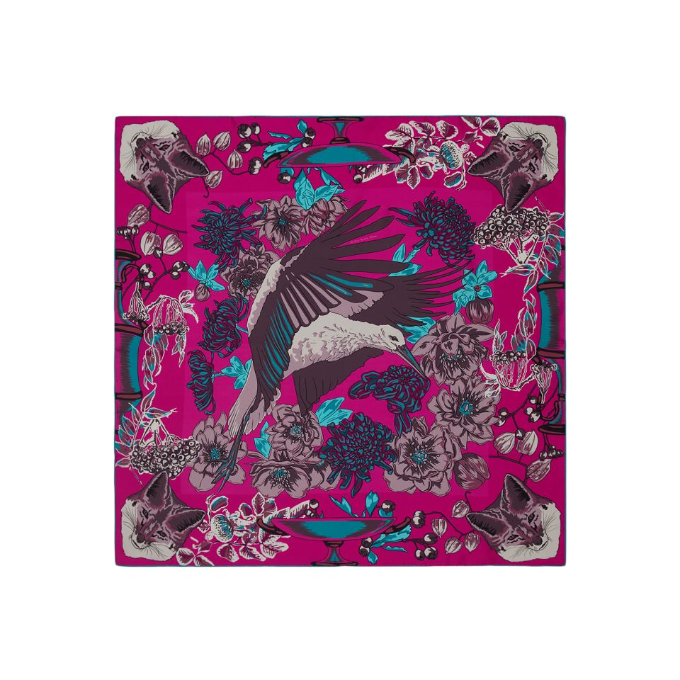 Tilki ve Leylek / Fuşya / 140x140