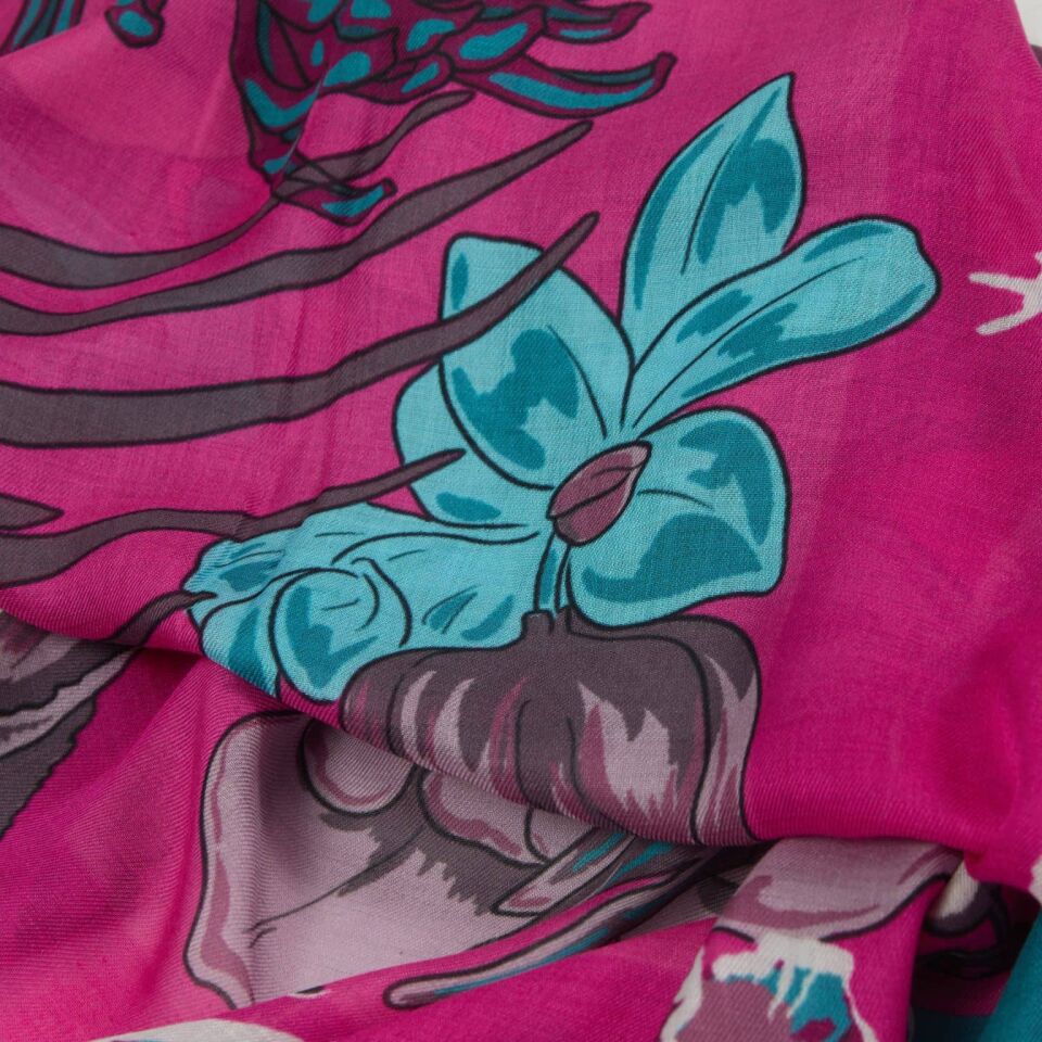 Tilki ve Leylek / Fuşya / 140x140