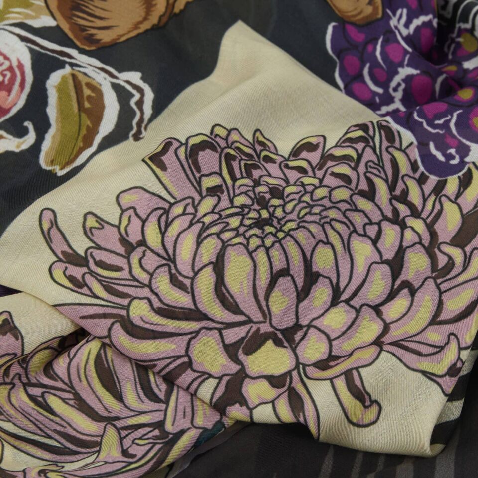 Tilki ve Leylek / Siyah, Mavi ve Bej / 90x90