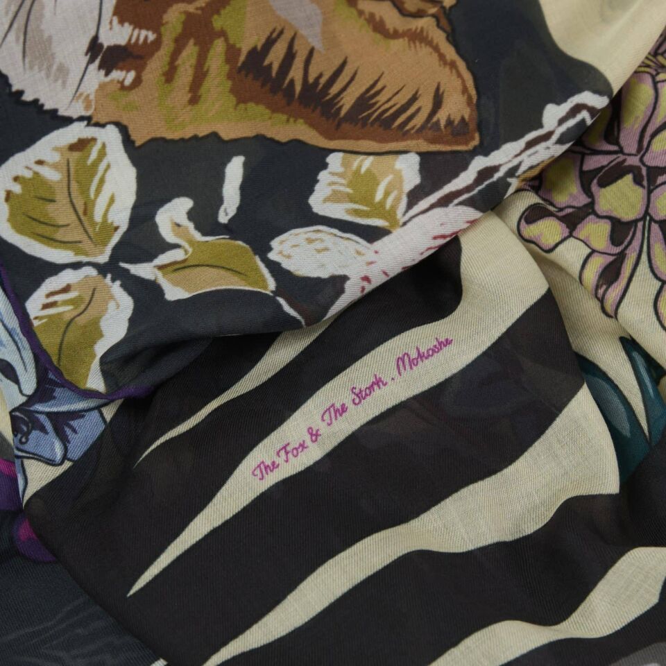 Tilki ve Leylek / Siyah, Mavi ve Bej / 90x90