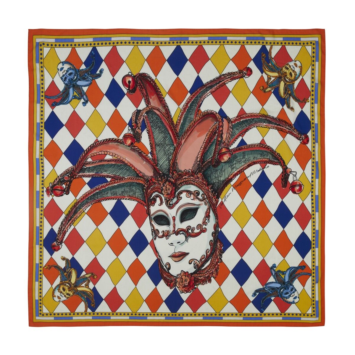 Venedik Maskeli Balosu / Sarı, Mavi ve Turuncu / 140x140