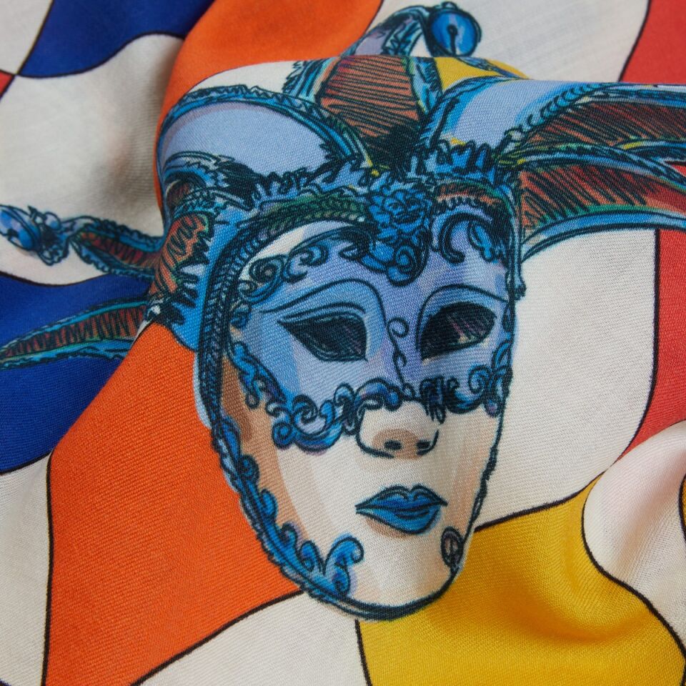 Venedik Maskeli Balosu / Sarı, Mavi ve Turuncu / 140x140