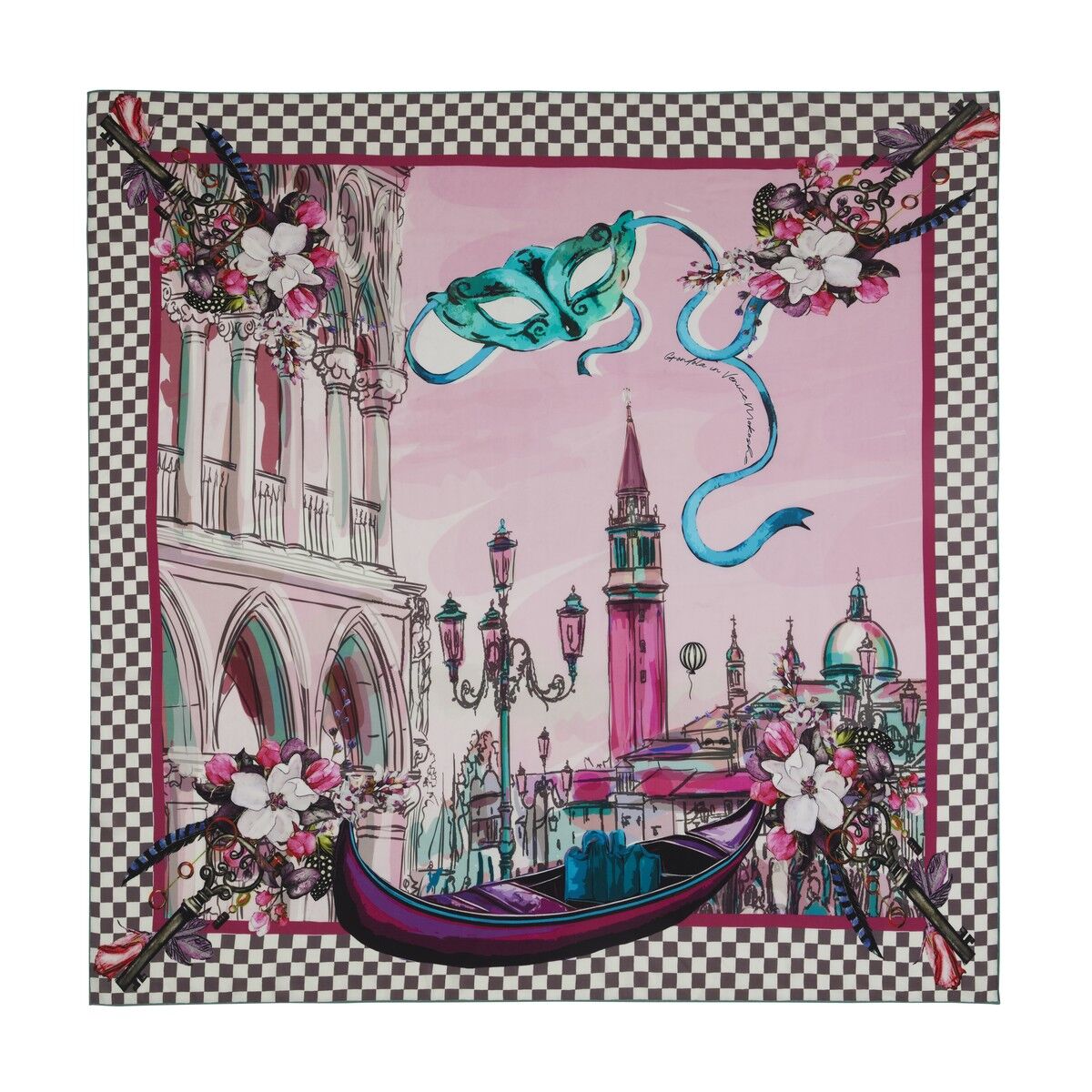 Venedik'te Gondol / Pembe / 140x140