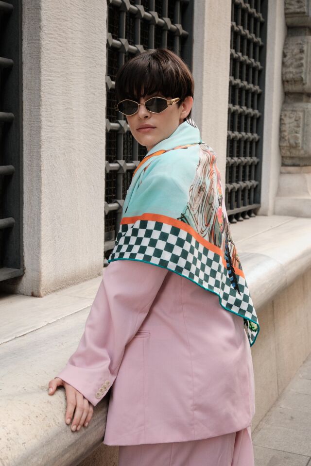 Venedik'te Gondol / Yeşil / 140x140