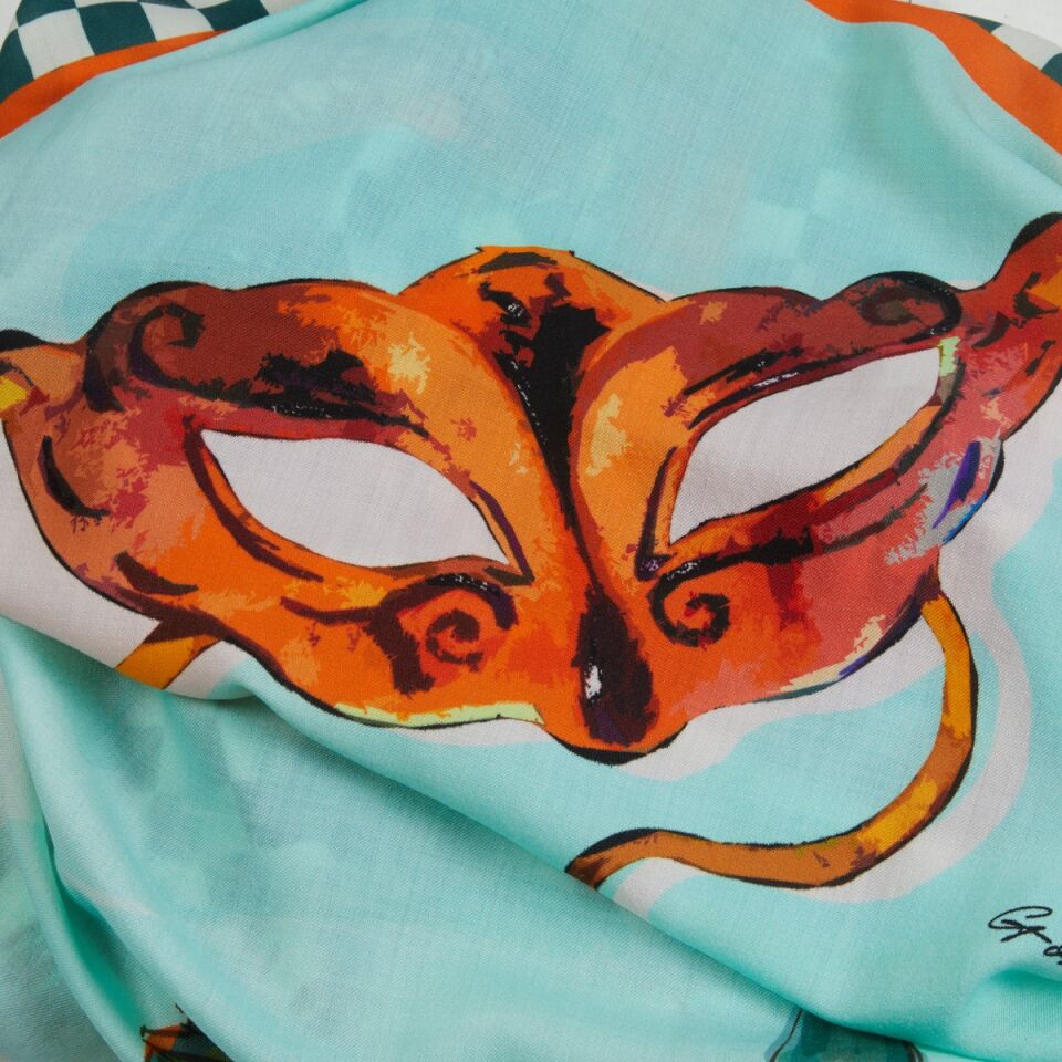 Venedik'te Gondol / Yeşil / 140x140