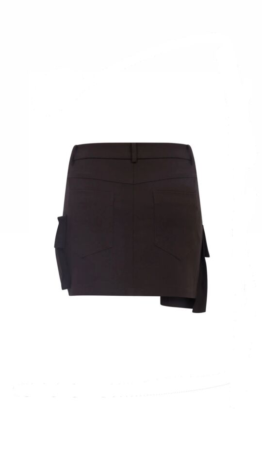 Chicca Cargo Mini Skirt with Pockets in Chocolate Brown