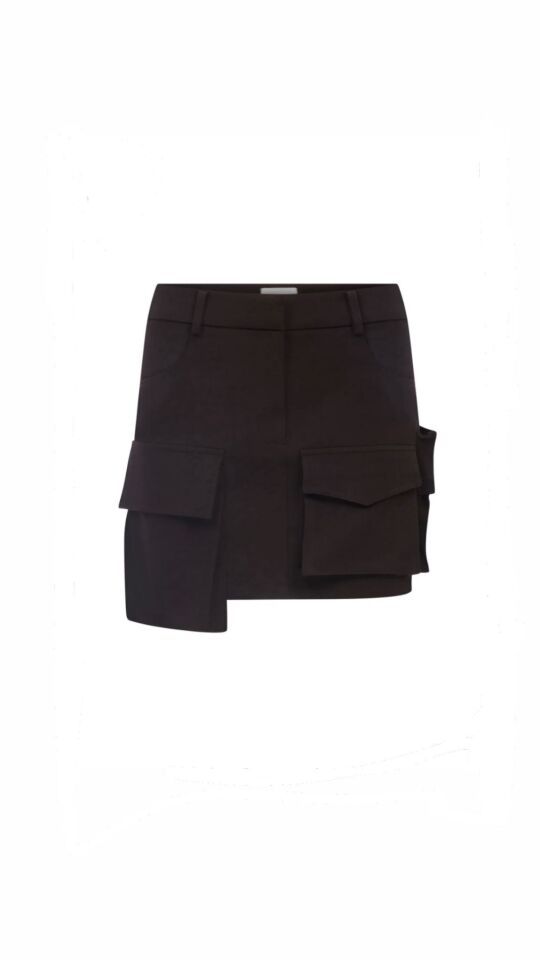 Chicca Cargo Mini Skirt with Pockets in Chocolate Brown