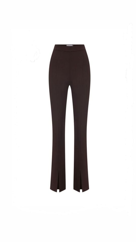 Janine Trousers With Slit In Chocolate Brown