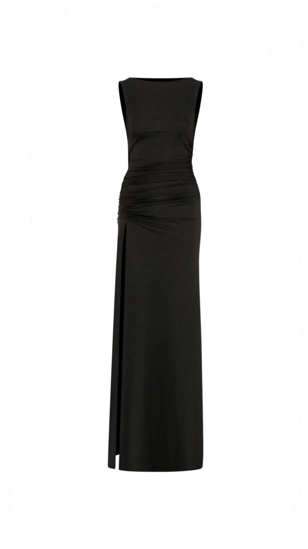Lana Open Back Jersey Dress With Shoulder Pads In Black