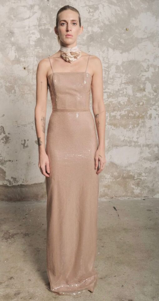 Sia Gown In Smoke Sequin