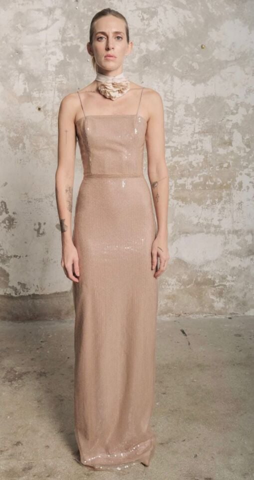 Sia Gown In Smoke Sequin