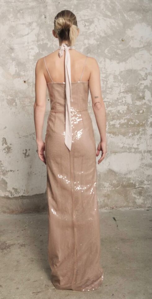 Sia Gown In Smoke Sequin