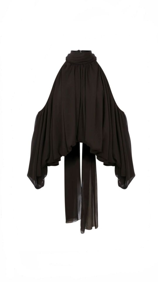 Jaiden Chiffon Blouse In Chocolate Brown