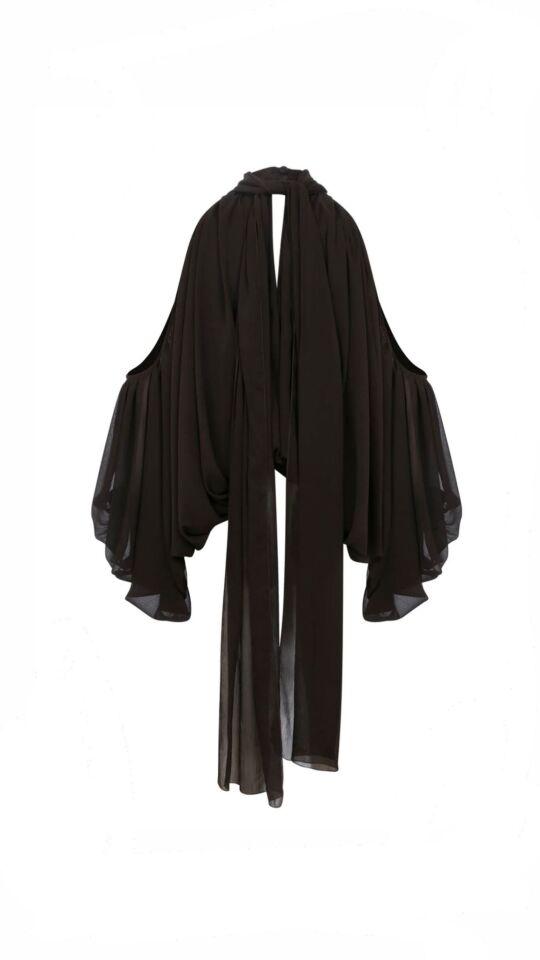 Jaiden Chiffon Blouse In Chocolate Brown