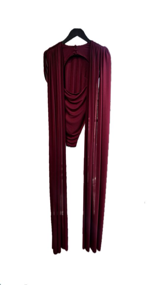 Jasper Top With Scarf Detail - Bordo