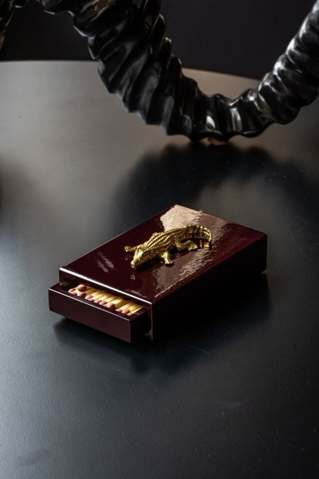 Timsah Kibrit Kutusu - Bordo ve Gold