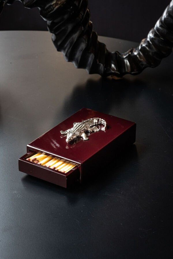 Timsah Kibrit Kutusu - Bordo ve Gümüş