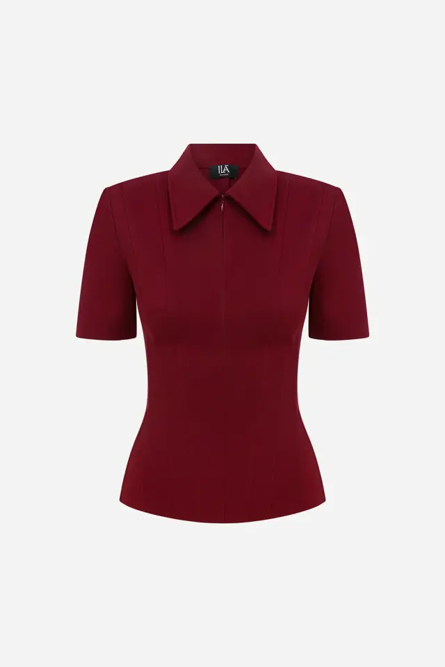 Kate – Polo Neck Corset Detailed T-Shirt