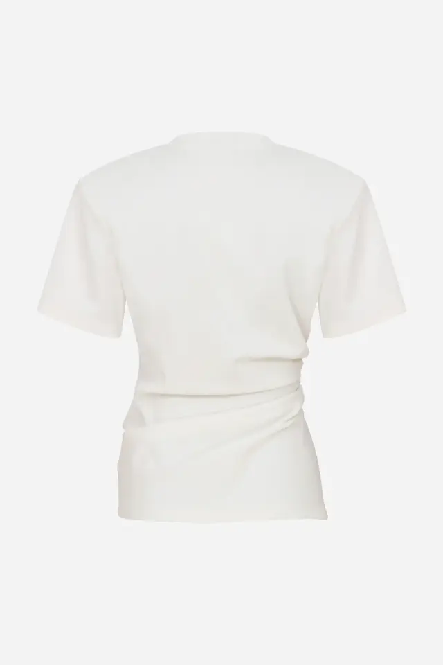 Lilia – Draped T-Shirt With Shoulder Pads